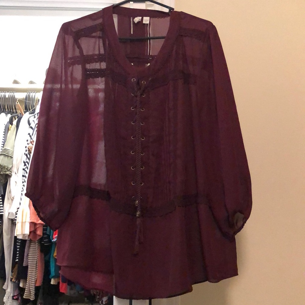 Maroon sheer blouse size 18/20